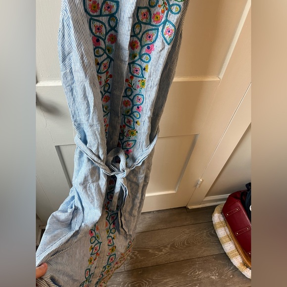 Boden Kate Linen Embroidered Midi Shirt Dress Size 8 - Picture 6 of 11